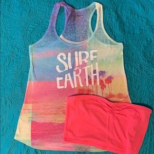 Racer back tank top with tube bralet